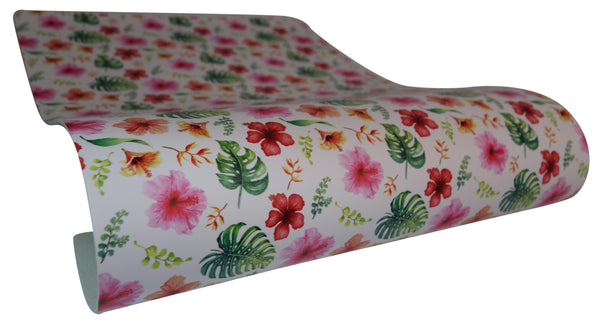 "Tropical Hibiscus" Ultra Smooth Faux Leather Sheet