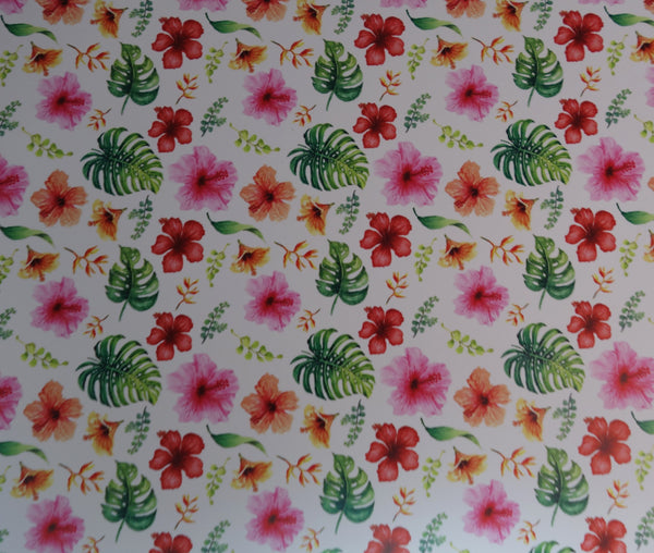 "Tropical Hibiscus" Ultra Smooth Faux Leather Sheet