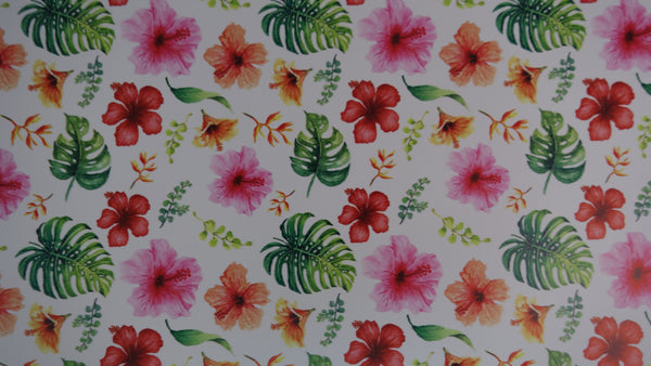 "Tropical Hibiscus" Ultra Smooth Faux Leather Sheet