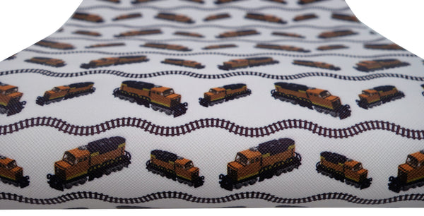 "Trains & Tracks" Original Faux Leather sheet