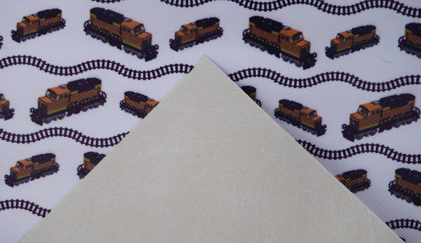 "Trains & Tracks" Original Faux Leather sheet