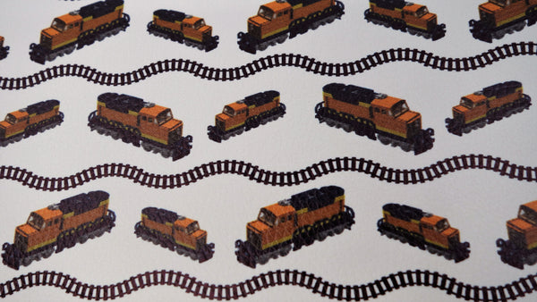 "Trains & Tracks" Textured Faux Leather sheet