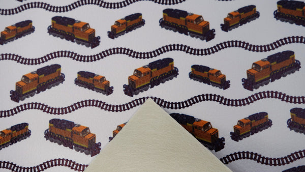 "Trains & Tracks" Textured Faux Leather sheet