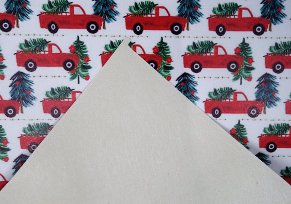 "Tree Farm Delivery Truck" Smooth Faux Leather sheet - CraftyTrain.com