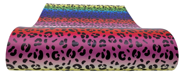 "Vivid Rainbow Background Animal Print" Ultra Smooth Faux Leather Sheet