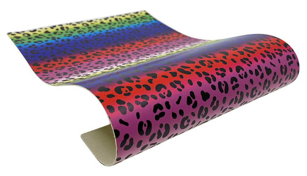 "Vivid Rainbow Background Animal Print" Ultra Smooth Faux Leather Sheet