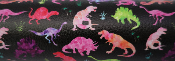 "Watercolor Dinosaurs" Textured Faux Leather sheet