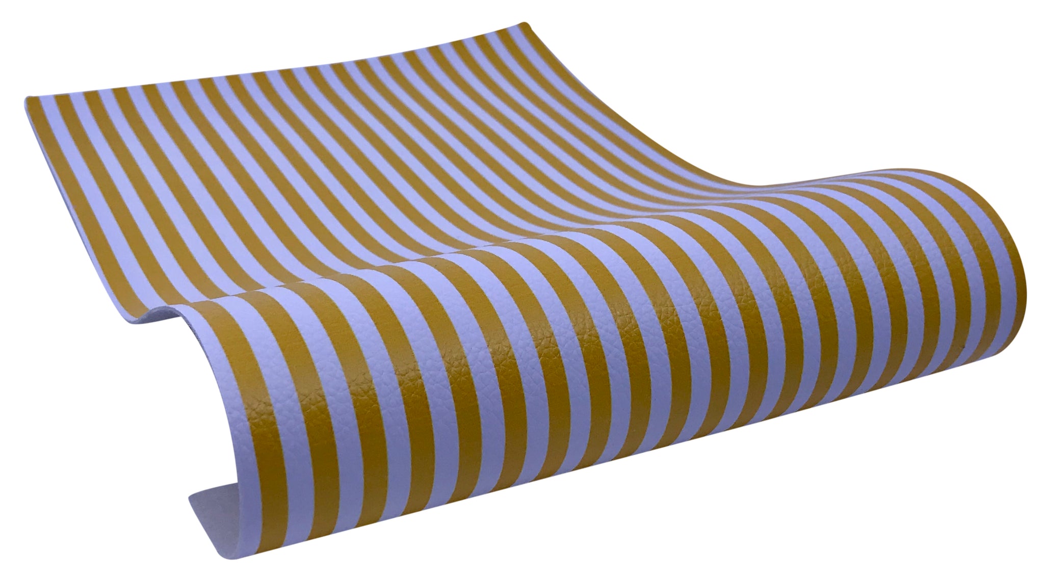 "Yellow & White Stripes" Textured Faux Leather Sheet