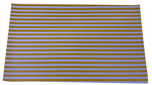 "Yellow & White Stripes" Textured Faux Leather Sheet