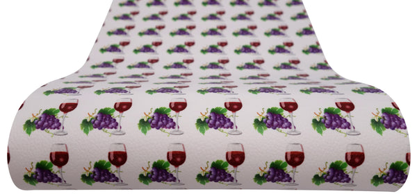 "Wine Glass & Grapes" Textured Faux Leather sheet