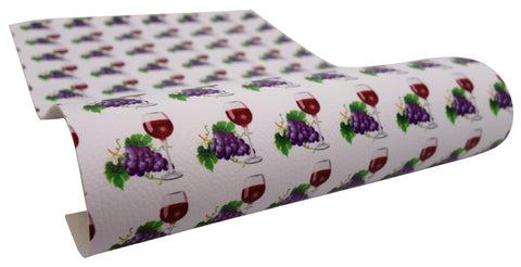 "Wine Glass & Grapes" Textured Faux Leather sheet