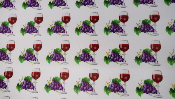 "Wine Glass & Grapes" Textured Faux Leather sheet