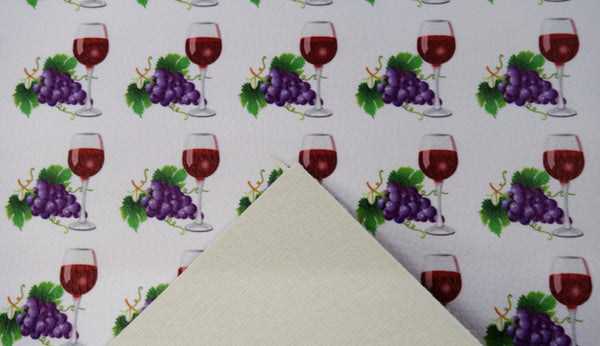 "Wine Glass & Grapes" Textured Faux Leather sheet