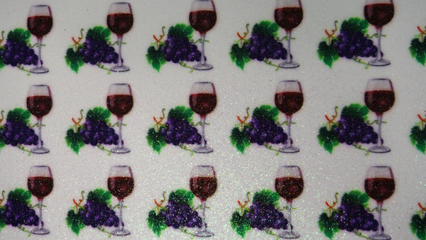 "Wine Glass & Grapes" Fine Glitter sheet