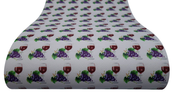 "Wine Glass & Grapes" Original Faux Leather sheet