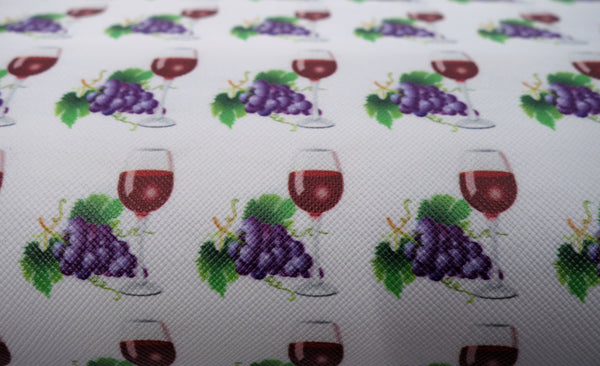 "Wine Glass & Grapes" Original Faux Leather sheet