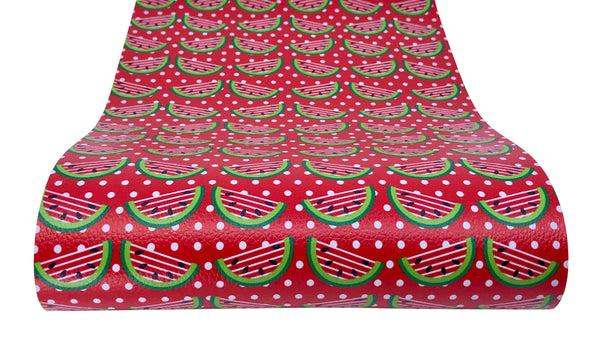 "Watermelon & Polka Dots" Textured Faux Leather Sheet