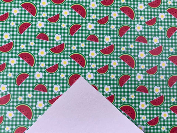 "Watermelon Picnic" Ultra Smooth Faux Leather Sheet