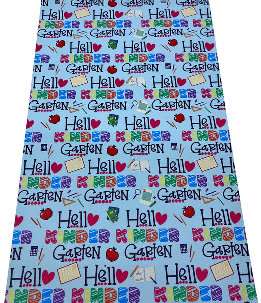 "Hello Kindergarten" Textured Faux Leather Sheet