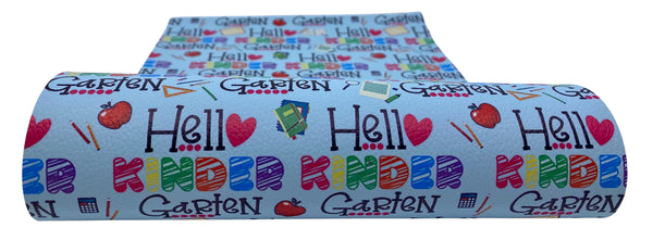 "Hello Kindergarten" Textured Faux Leather Sheet