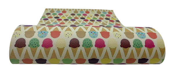 "Ice Cream Cones" Textured Faux Leather Sheet - *IMPERFECT*